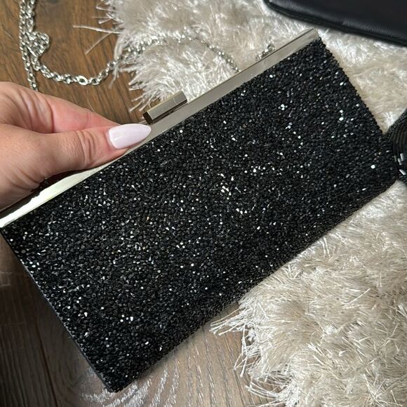 (3) Black Sequin Pouch Clutch Shoulder Evening Purses - Picture 2 of 7